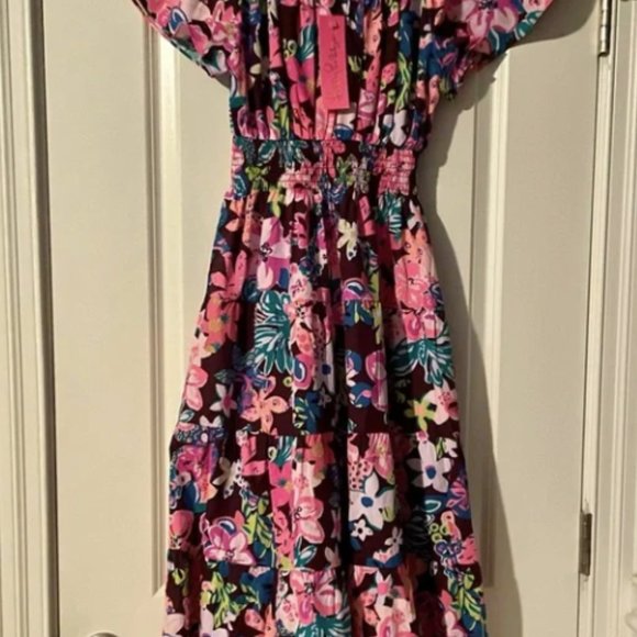 Lilly Pulitzer Ellabell Midi dress cherry ganache bohemian garden medium NWT - Picture 7 of 9